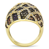 3W1461 - Brass Ring Gold+Ruthenium Women AAA Grade CZ Multi Color