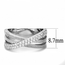 3W1464 - Brass Ring Rhodium Women AAA Grade CZ Clear