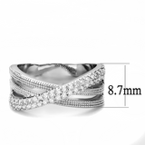 3W1464 - Brass Ring Rhodium Women AAA Grade CZ Clear