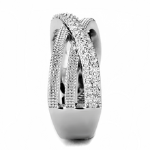 3W1464 - Brass Ring Rhodium Women AAA Grade CZ Clear