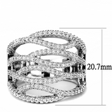 3W1465 - Brass Ring Rhodium Women AAA Grade CZ Clear