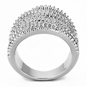 3W1465 - Brass Ring Rhodium Women AAA Grade CZ Clear