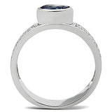 3W146 - Brass Ring Rhodium Women Synthetic Light Sapphire