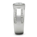 3W147 - Rhodium Brass Ring with AAA Grade CZ  in Clear
