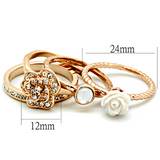 3W1490 - Brass Ring Rose Gold Women Synthetic White