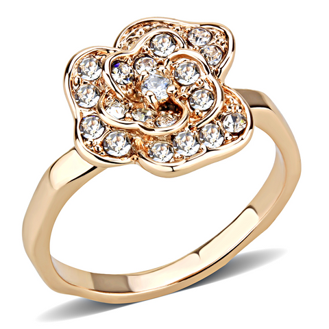 3W1491 - Brass Ring Rose Gold Women Top Grade Crystal Clear