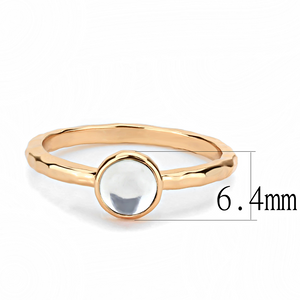 3W1493 - Brass Ring Rose Gold Women Synthetic Aquamarine