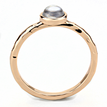 3W1493 - Brass Ring Rose Gold Women Synthetic Aquamarine