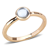 3W1493 - Brass Ring Rose Gold Women Synthetic Aquamarine