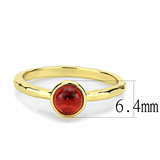 3W1496 - Brass Ring Gold Women Synthetic Garnet