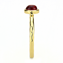 3W1496 - Brass Ring Gold Women Synthetic Garnet