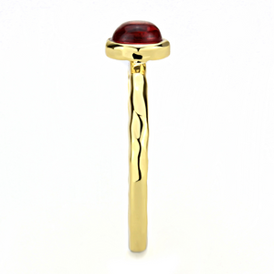 3W1496 - Brass Ring Gold Women Synthetic Garnet