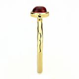 3W1496 - Brass Ring Gold Women Synthetic Garnet