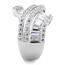 3W1501 - Brass Ring Rhodium Women AAA Grade CZ Clear