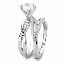3W1505 - Brass Ring Rhodium Women AAA Grade CZ Clear