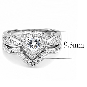 3W1508 - Brass Ring Rhodium Women AAA Grade CZ Clear