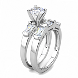 3W1515 - Brass Ring Rhodium Women AAA Grade CZ Clear