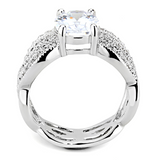 3W1517 - Brass Ring Rhodium Women AAA Grade CZ Clear