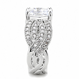 3W1517 - Brass Ring Rhodium Women AAA Grade CZ Clear