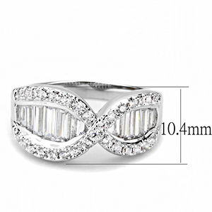 3W1518 - Brass Ring Rhodium Women AAA Grade CZ Clear