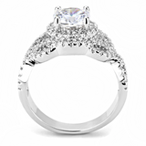 3W1519 - Brass Ring Rhodium Women AAA Grade CZ Clear