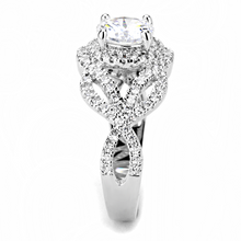 3W1519 - Brass Ring Rhodium Women AAA Grade CZ Clear
