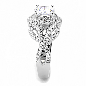3W1519 - Brass Ring Rhodium Women AAA Grade CZ Clear