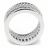 3W1520 - Stainless Steel Ring Rhodium Women AAA Grade CZ Clear
