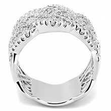 3W1524 - Rhodium Brass Ring with AAA Grade CZ  in Clear