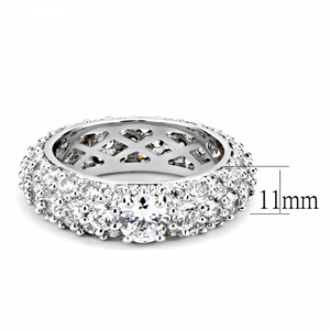 3W1534 - Brass Ring Rhodium Women AAA Grade CZ Clear
