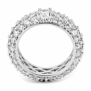 3W1534 - Brass Ring Rhodium Women AAA Grade CZ Clear