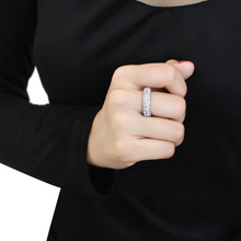 3W1534 - Brass Ring Rhodium Women AAA Grade CZ Clear