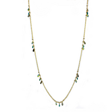 3W1537 - Gold Brass Necklace with Synthetic Jade in Emerald