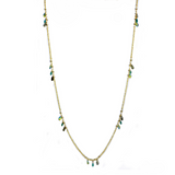 3W1537 - Brass Necklace Gold Women Synthetic Emerald