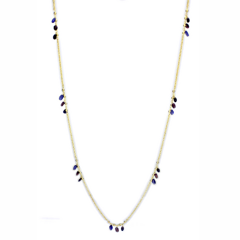 3W1538 - Brass Necklace Gold Women Semi-Precious Amethyst