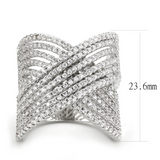 3W1539 - Brass Ring Rhodium Women AAA Grade CZ Clear