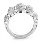 3W1540 - Rhodium Brass Ring with AAA Grade CZ  in Clear