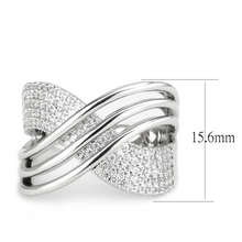3W1542 - Brass Ring Rhodium Women AAA Grade CZ Clear