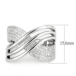 3W1542 - Brass Ring Rhodium Women AAA Grade CZ Clear
