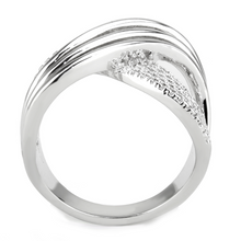 3W1542 - Brass Ring Rhodium Women AAA Grade CZ Clear
