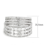 3W1545 - Brass Ring Rhodium Women AAA Grade CZ Clear