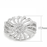 3W1547 - Brass Ring Rhodium Women AAA Grade CZ Clear