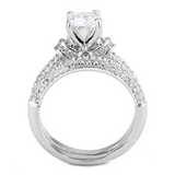 3W1555 - Brass Ring Rhodium Women AAA Grade CZ Clear