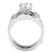 3W1557 - Brass Ring Rhodium Women AAA Grade CZ Clear