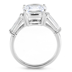 3W1561 - Brass Ring Rhodium Women AAA Grade CZ Clear