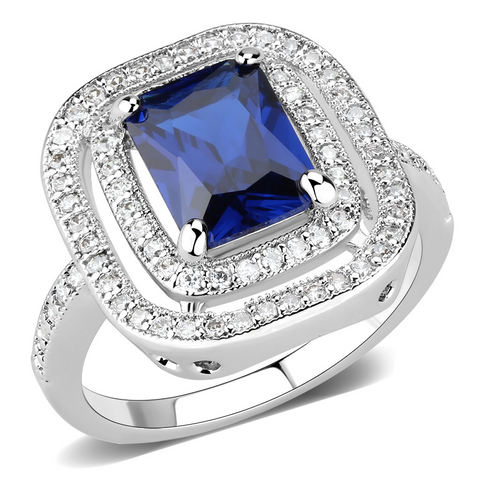 3W1565 - Brass Ring Rhodium Women Synthetic London Blue