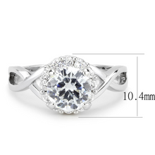 3W1575 - Brass Ring Rhodium Women AAA Grade CZ Clear