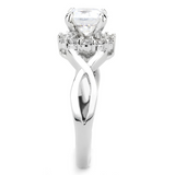 3W1575 - Brass Ring Rhodium Women AAA Grade CZ Clear