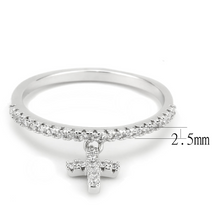 3W1578 - Brass Ring Rhodium Women AAA Grade CZ Clear