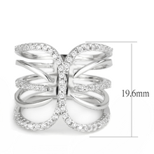 3W1580 - Brass Ring Rhodium Women AAA Grade CZ Clear